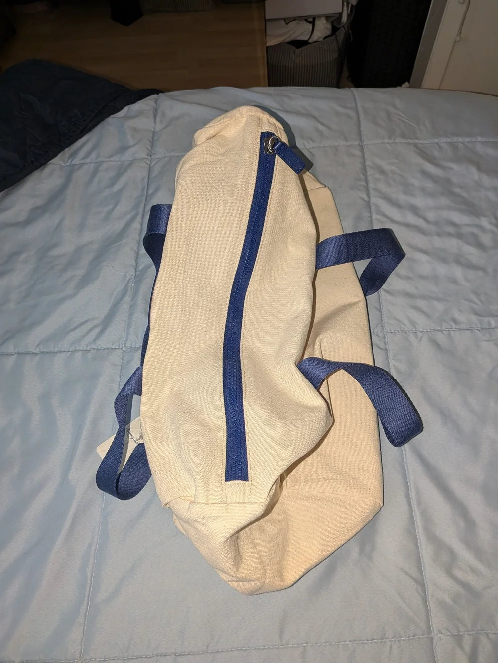 Tommy Bahama Cream Canvas Duffel with Blue Accents NWT